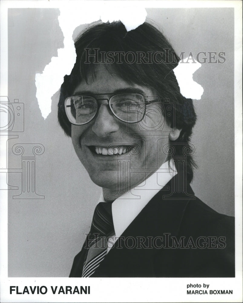 1981 Press Photo Flavio Varani Pa inset Black Coat Smil