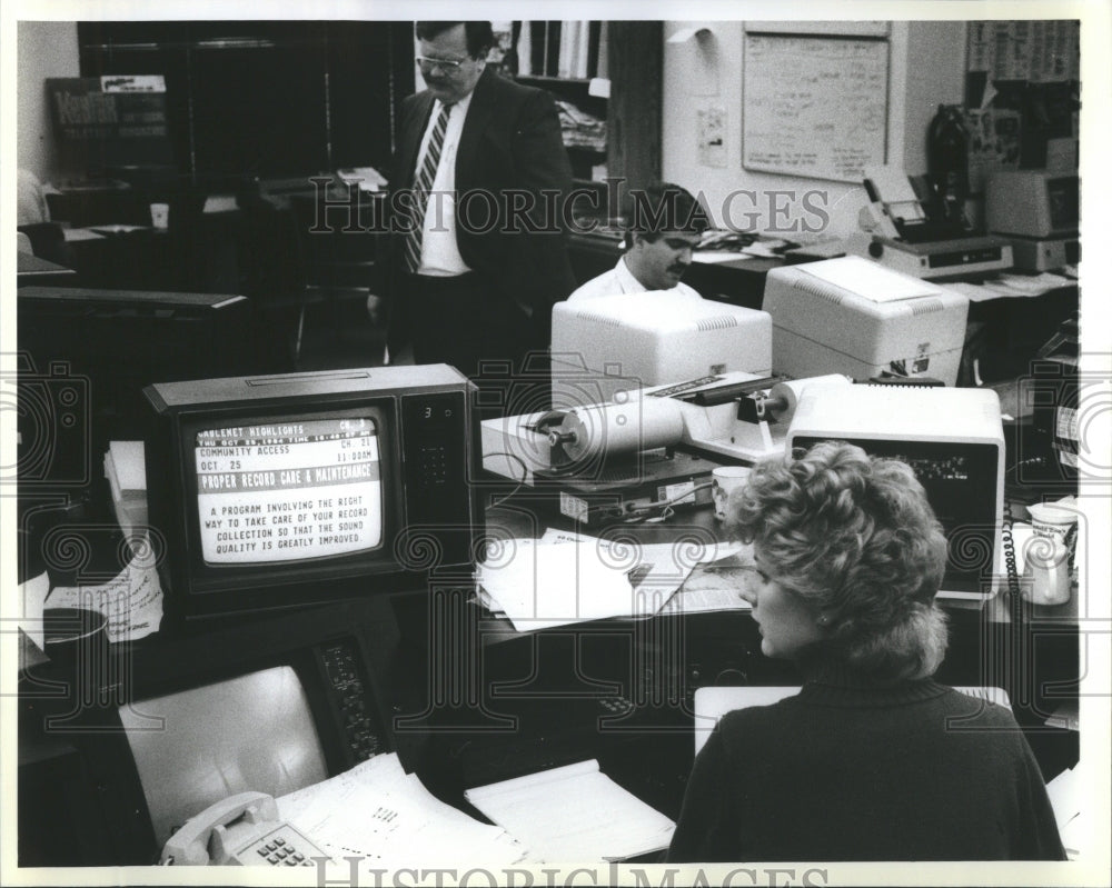 1984 Press Photo Close up of a videotex graphic screen