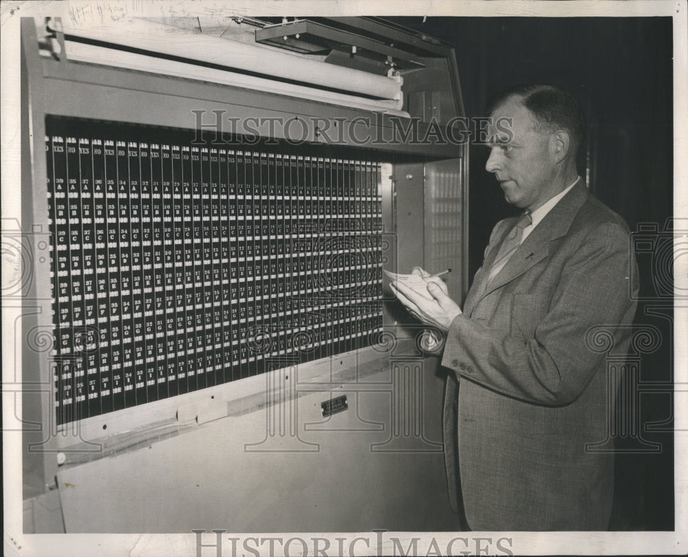 1946 Press Photo Sam Mullinix Vote Tabulator