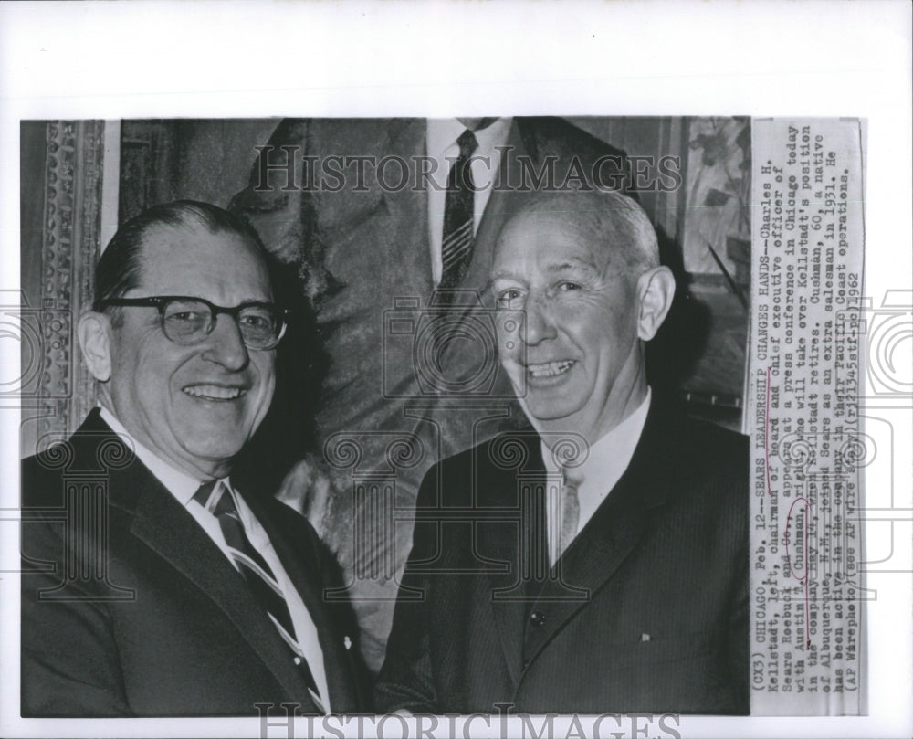 1962 Press Photo Sears Leadership Changes HandsKellstad