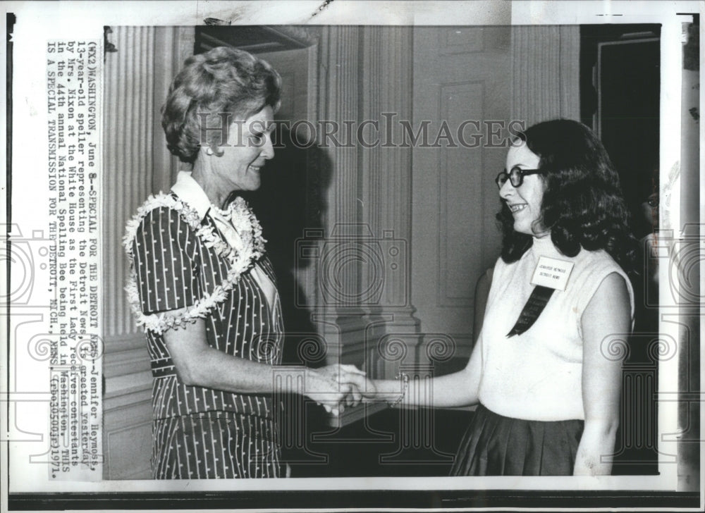 1971 Press Photo Jennifer Heymoss Speller Mrs Nixon