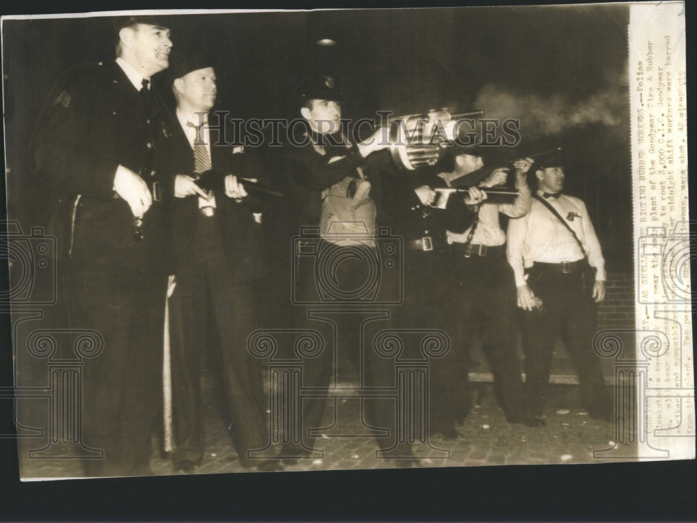 1938 Press Photo Police Blenketods Goedyear Tire Rubber