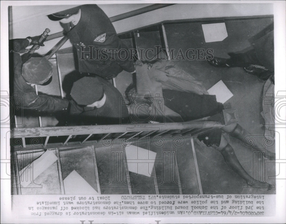 1964 Press Photo Demonstrator Board Building