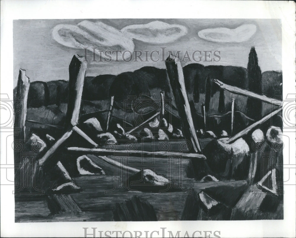 1936 Press Photo Marsden Hartley Bars Oil Composition