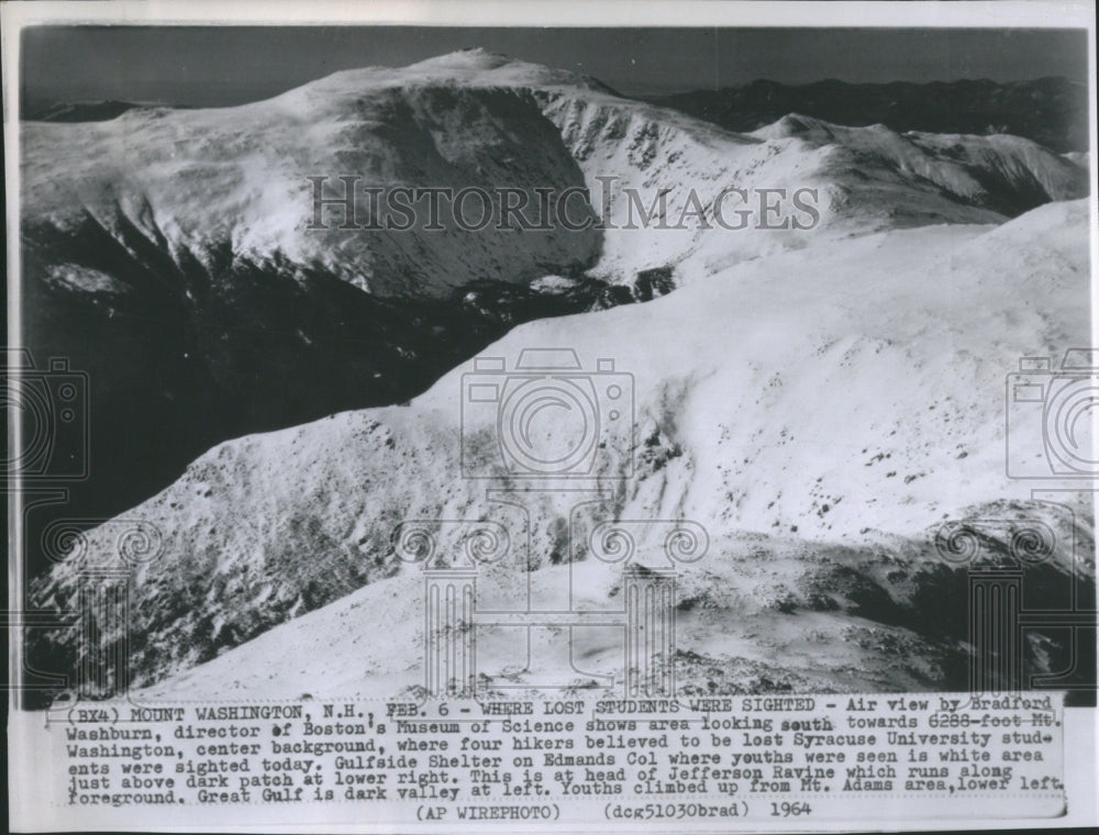 1964 Press Photo Mt. Washington aerial shot