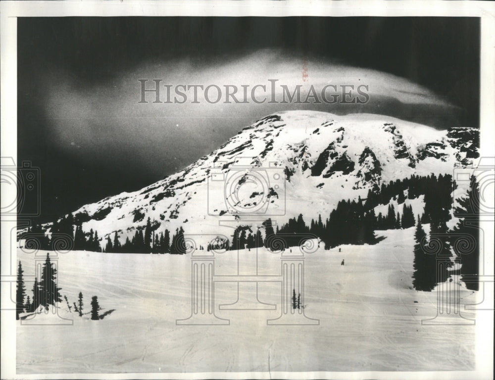 1936 Press Photo Snow clad mount Hides.