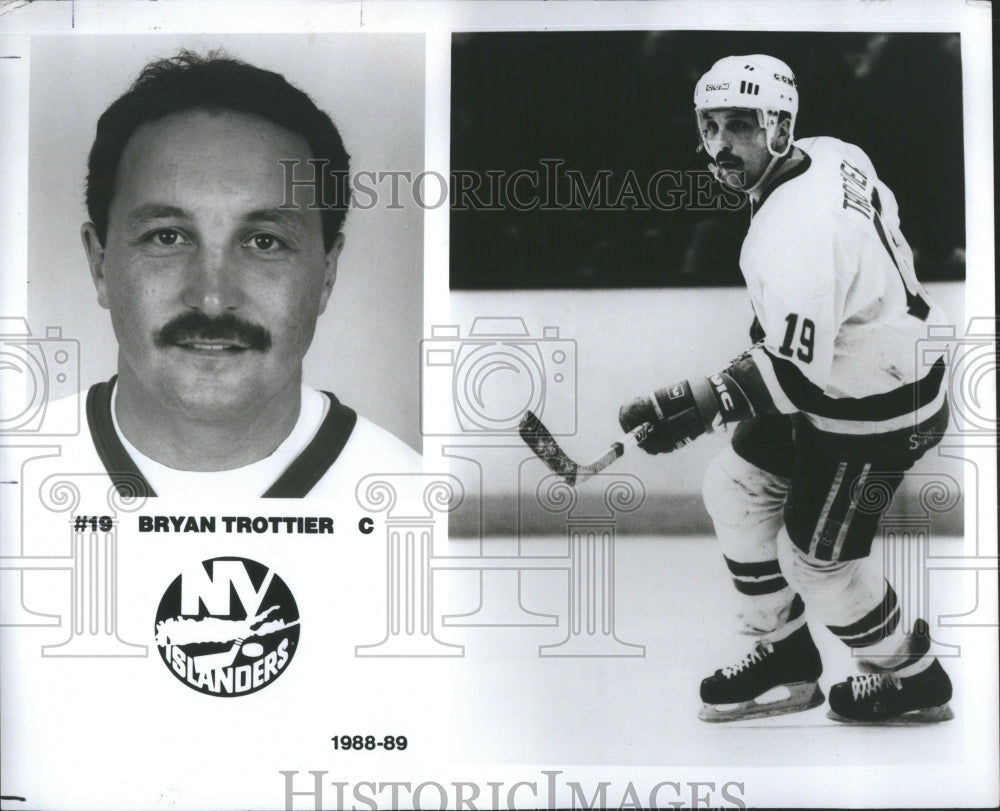 1990 Press Photo Byran John Trottier Canadian Ice