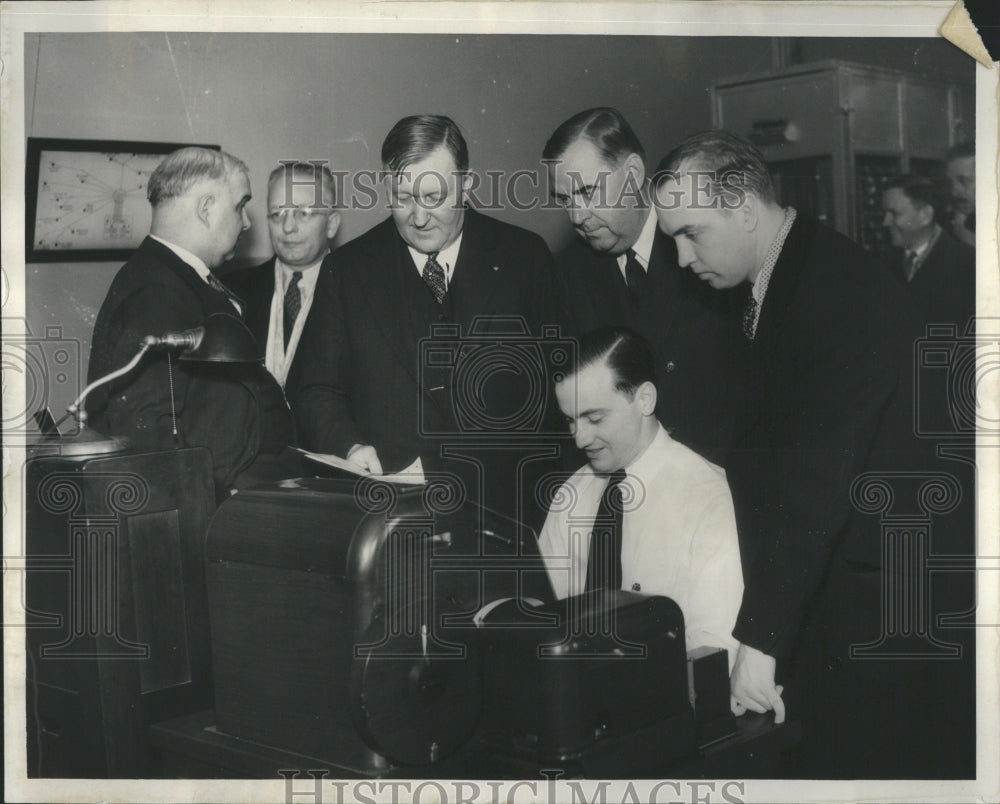 1935 Press Photo Teletype machine