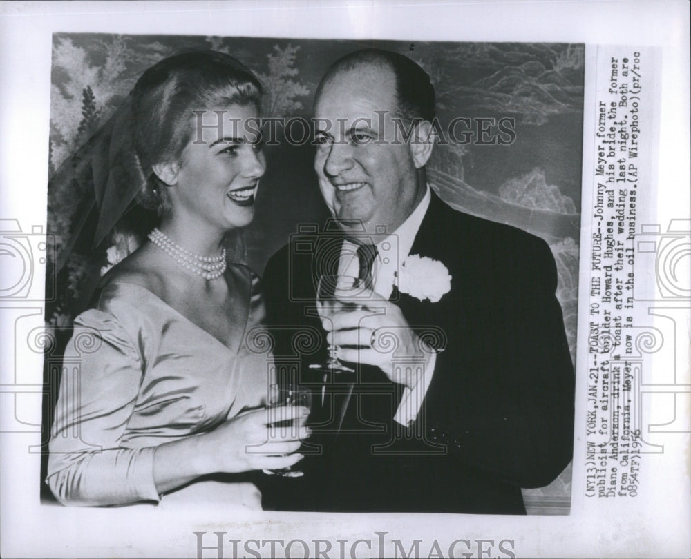 1956 Press Photo Toast Johnny Mayer Diane Anderson