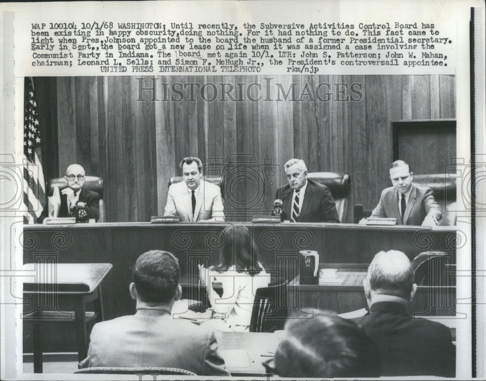 1968 Press Photo Subversive Activities Control Board