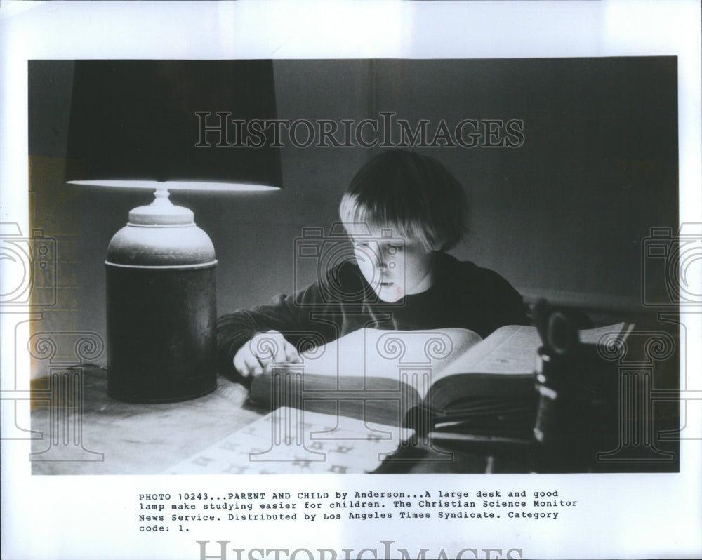 1983 Press Photo A large desk and good lamp studying