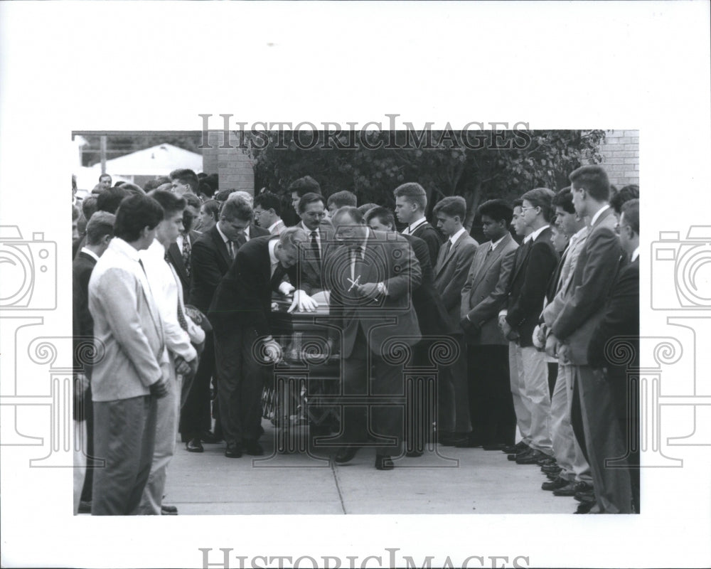 1992 Press Photo Casket Church Alex Heros Jason