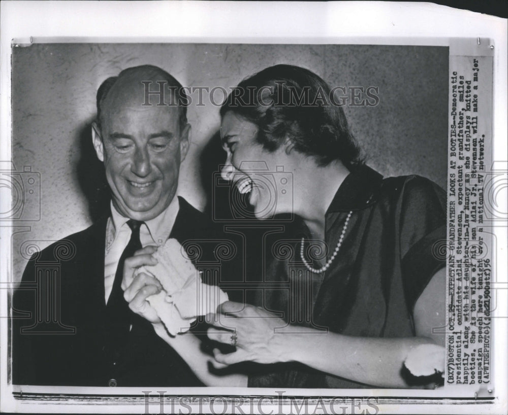 1956 Press Photo Adlai Stevenson Nancy Democratic