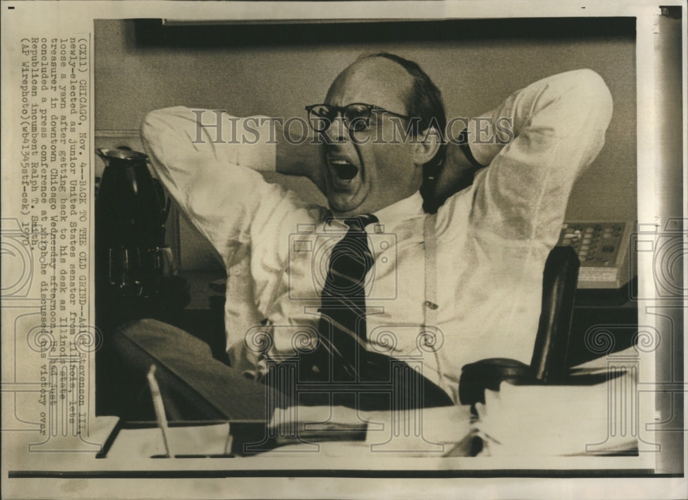 1970 Press Photo Adlai Stevenson Chicago Illinois Yawn