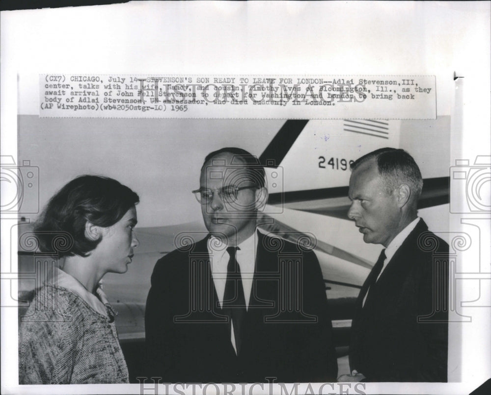 1965 Press Photo Adlai Stevenson Nancy Bloomington Ill