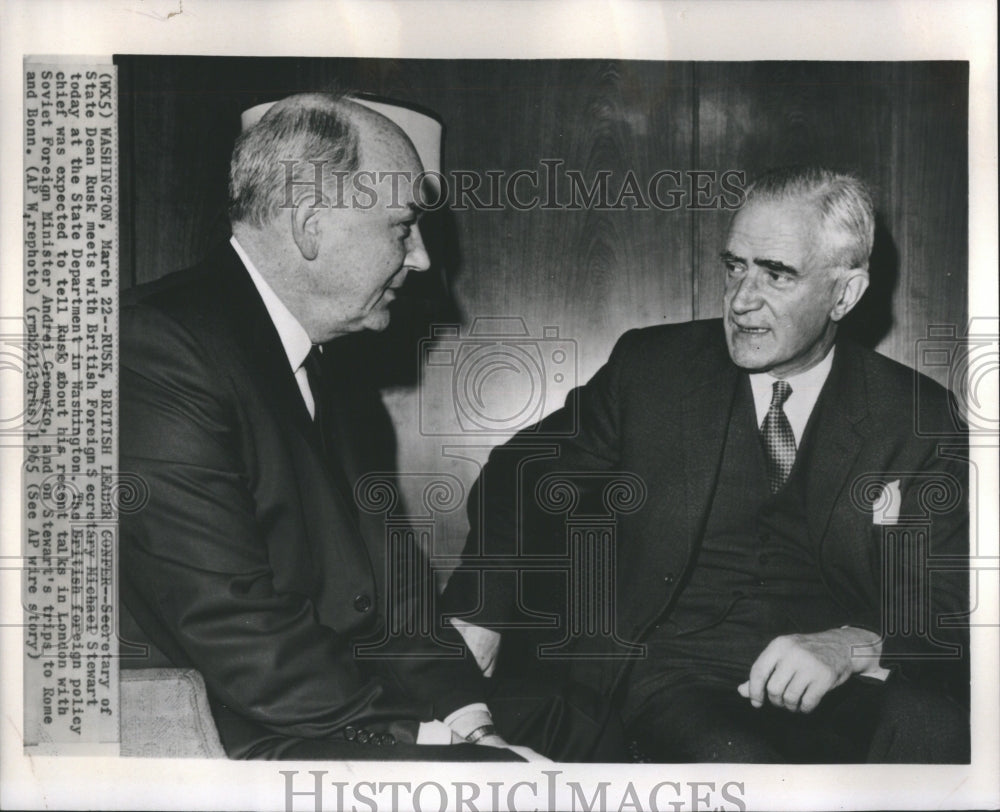 1965 Press Photo British Foreign Michael Stewart Rusk