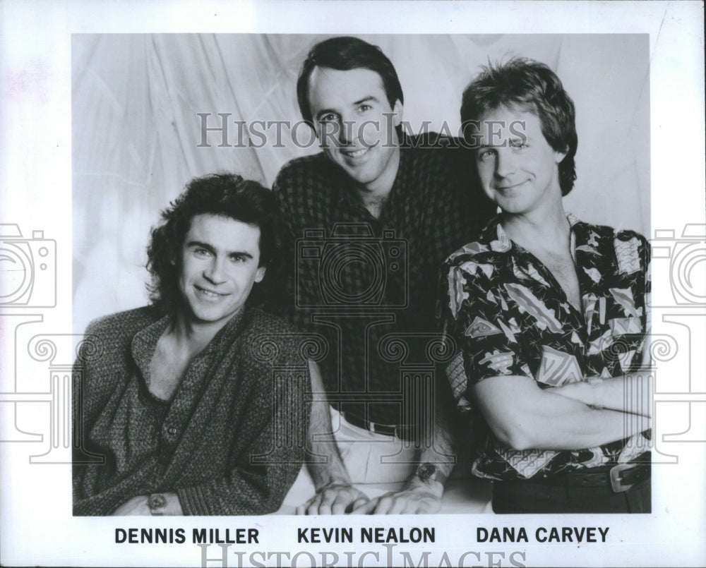 1988 Press Photo Dennis miller Kevin Nealon Dane Carvey