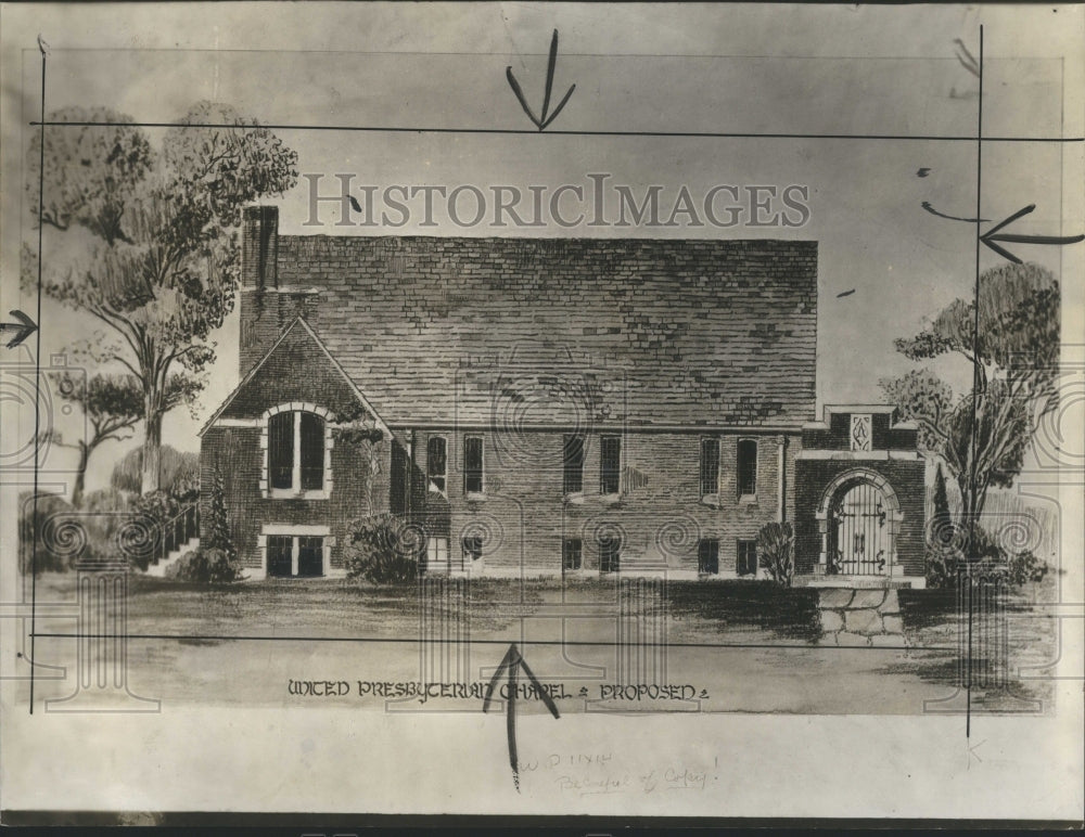 1928 Press Photo United Presbyterian Church Ground Old