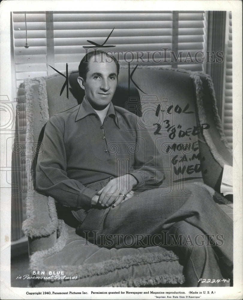 1940 Press Photo Ben Blue Actor Comedian Montreal