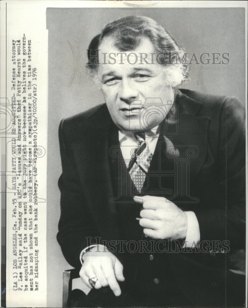 1976 Press Photo Francis Lee Bailey Attorney Lawyer