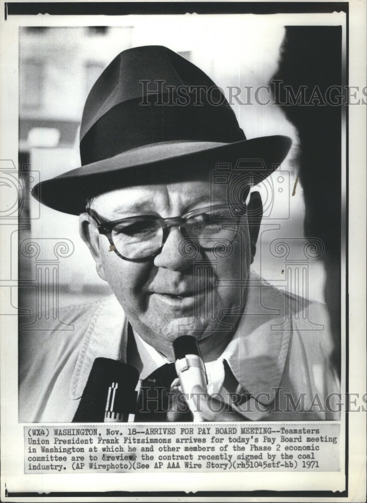 1971 Press Photo Union President Frank Fitzsimmons