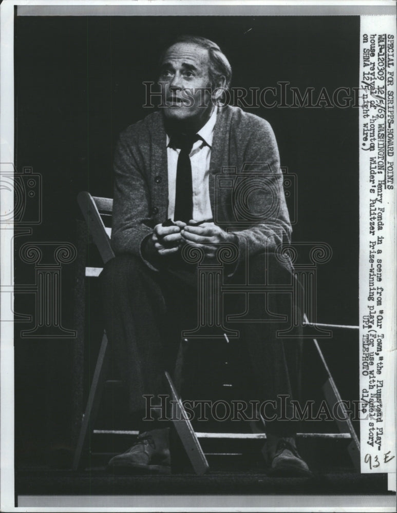 1969 Press Photo Henry Fonda Revival Stage Our Town