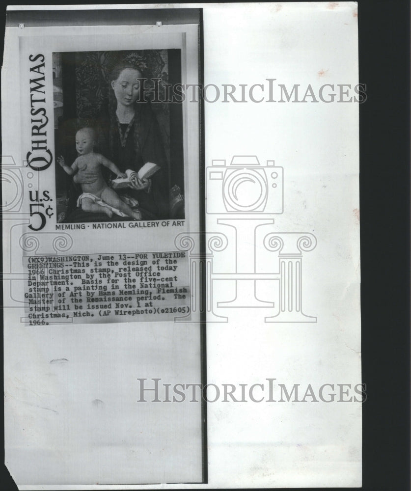 1966 Press Photo 1966 Christmas Stamp, Mom reads to son