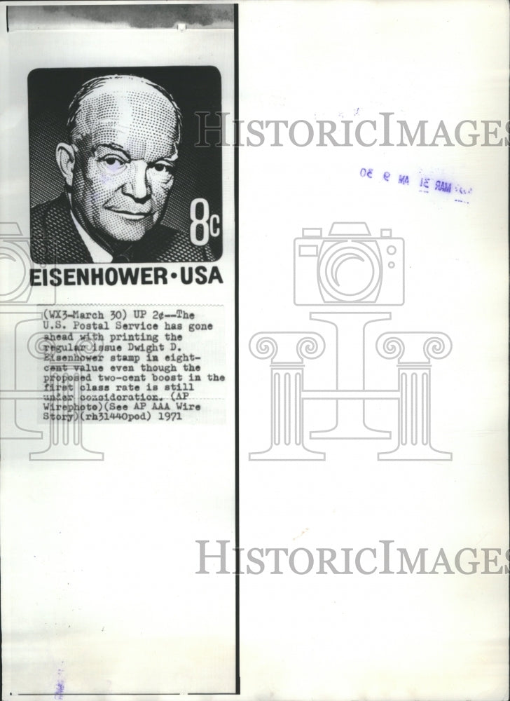 1971 Press Photo Dwigh D Eisenhower Stamp Postal