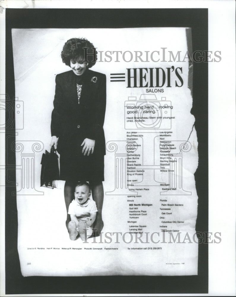 1989 Press Photo Heidi Stein Andrew Salon Magazine