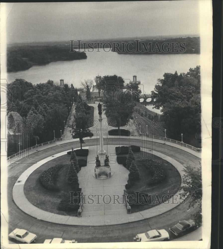 1966 Press Photo St Marys Lake Jaken Steeple Tower Chap