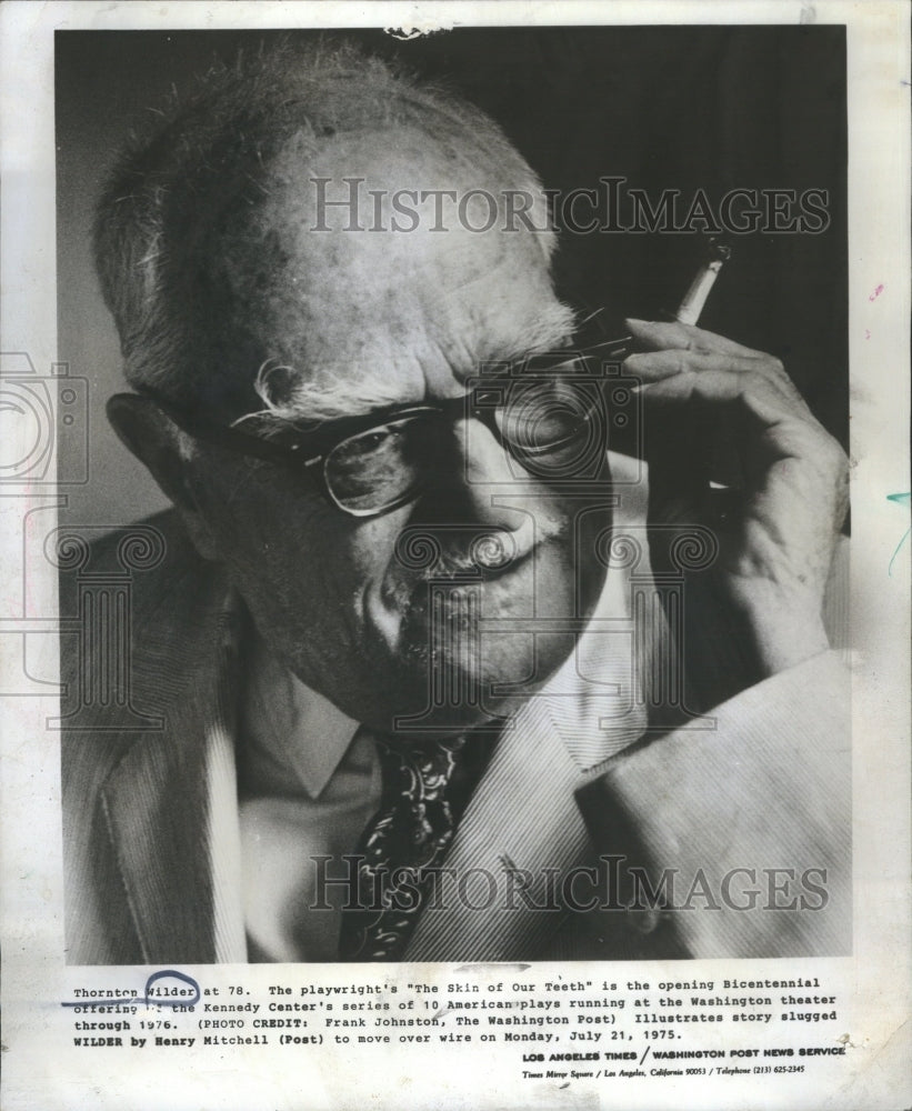 1975 Press Photo Thornton Niven Wilder Playwright