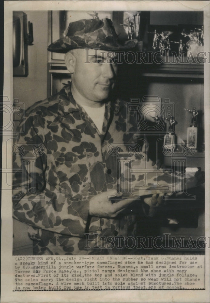 1963 Press Photo SSgt Frank G Nuanesholds Camolflaged