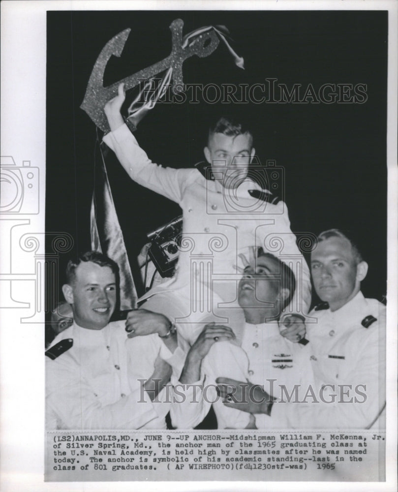 1965 Press Photo UP Anchor Midshipman William F.McKenna