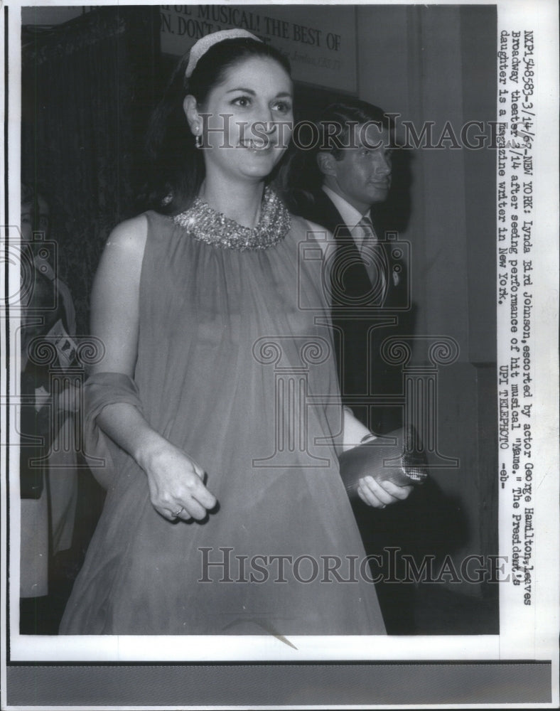 1967 Press Photo Lynda Bird Johnson George Hamilton