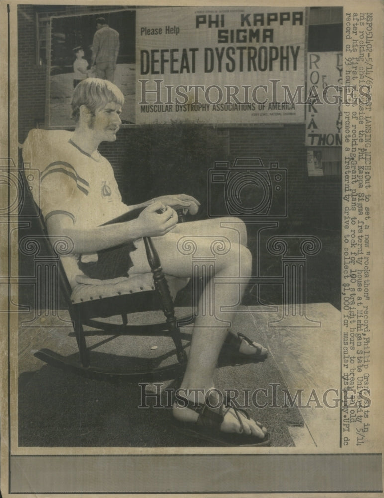 1969 Press Photo Phillip Grant Rocking Chair