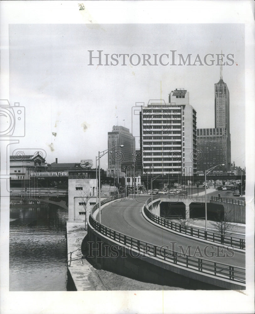 1957 Press Photo New America Fore Building Far Away