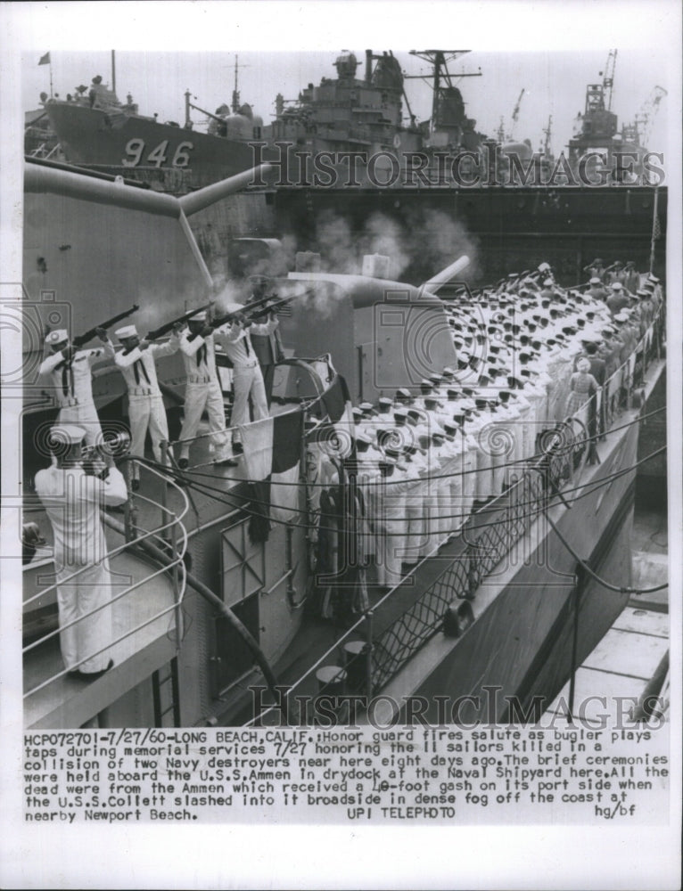 1960 Press Photo Honor Gaurd Salute Taps Memorial Navy