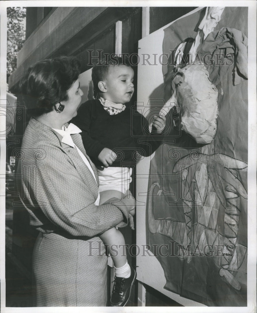 1957 Press Photo Evanston Art Fair Children&#39;s Exhibits