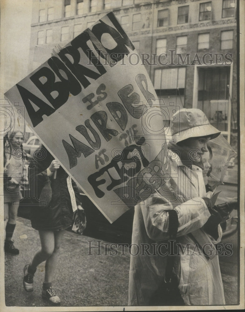 1974 Press Photo Pro Life Demonstrators Michigan Ave