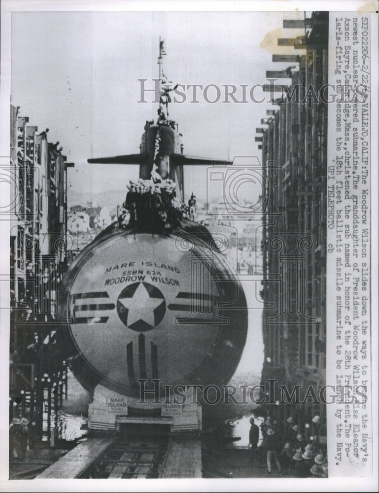 1963 Press Photo Navy&#39;s Woodrow Wilson Submarine