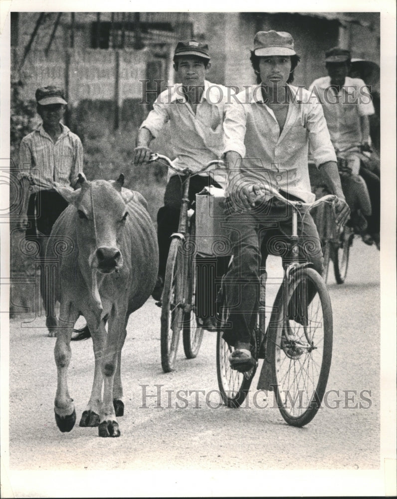 1986 Press Photo City Traffic Buffalo Rider Cabbies