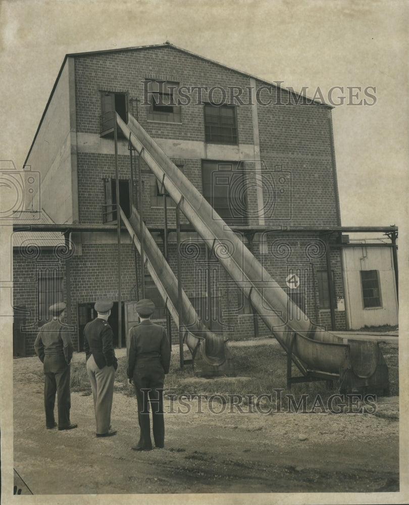 1951 Press Photo Safety Shutes in Building