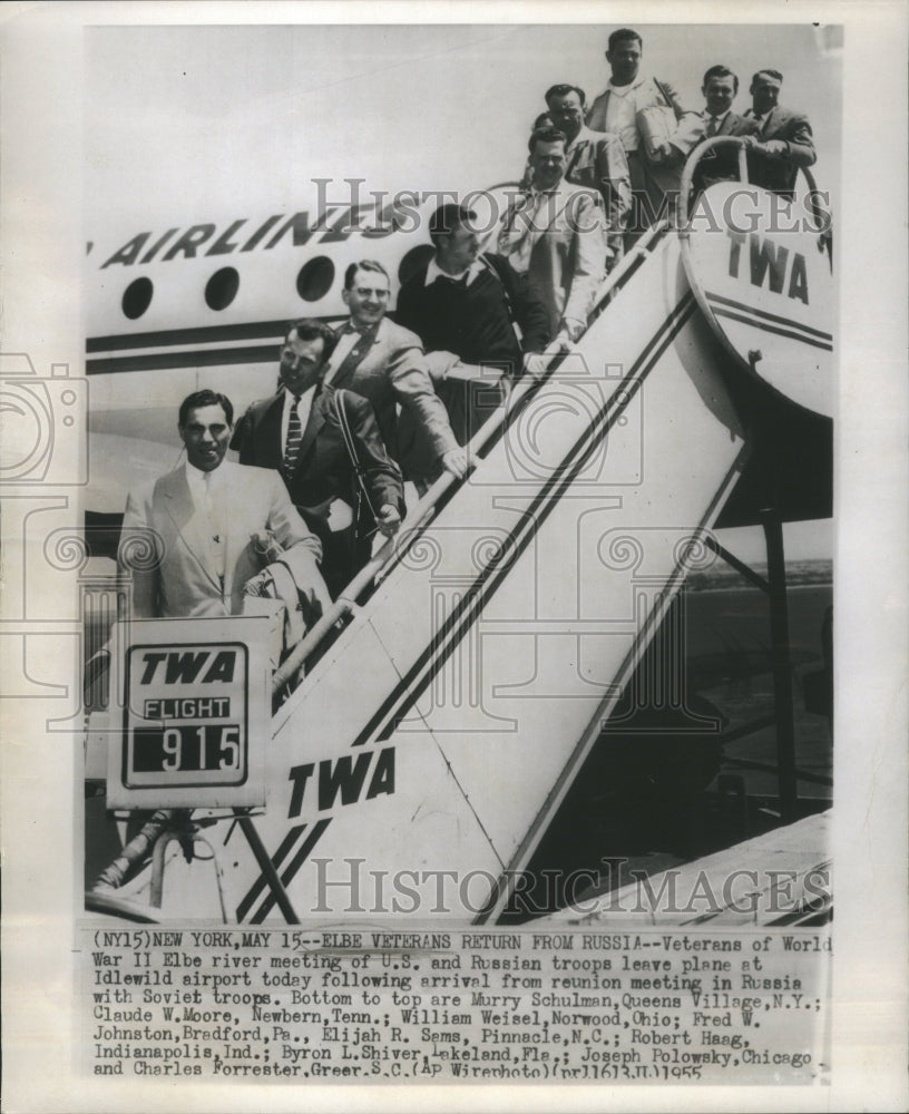 1955 Press Photo Veterans World War 2 Elbe River Russia