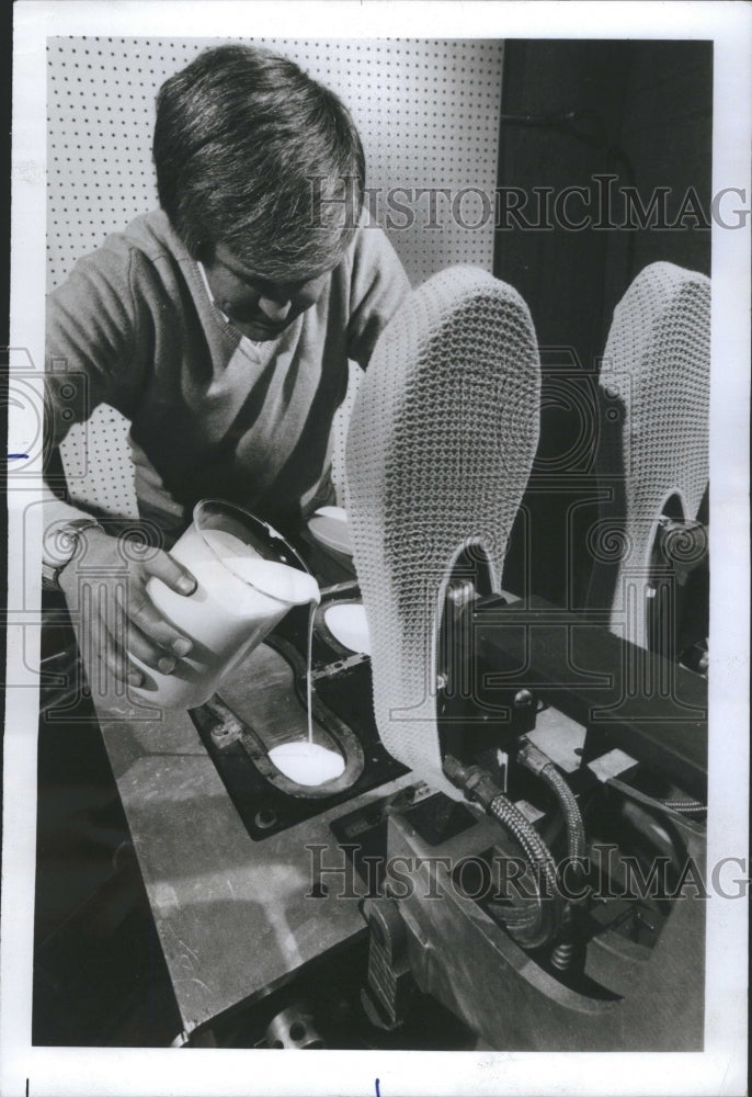 1976 Press Photo Goodyear Plastisol Resin Slipper Soles