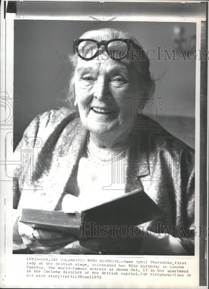 1972 Press Photo Dame Sybil Thorndike Author