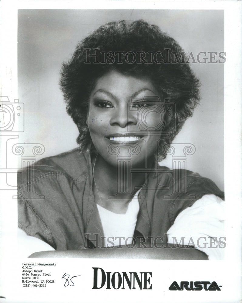 1986 Press Photo Dionne Warwick Arista R&amp;B Entertainer