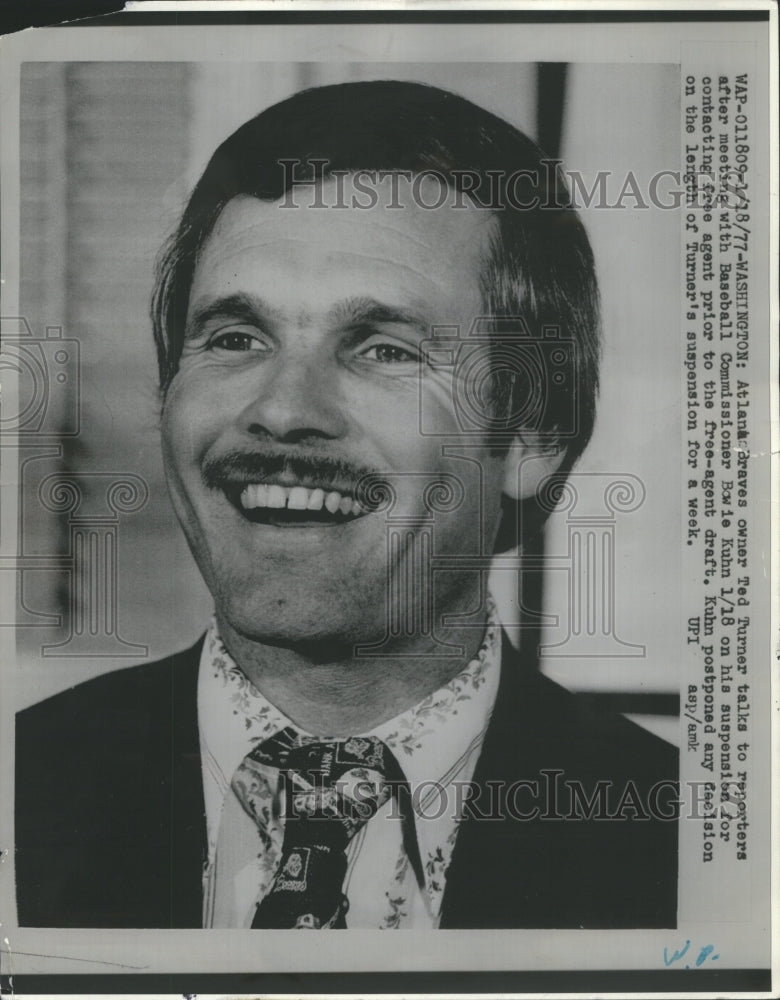 1977 Press Photo Ted Turner Baseball Atlanta Braves