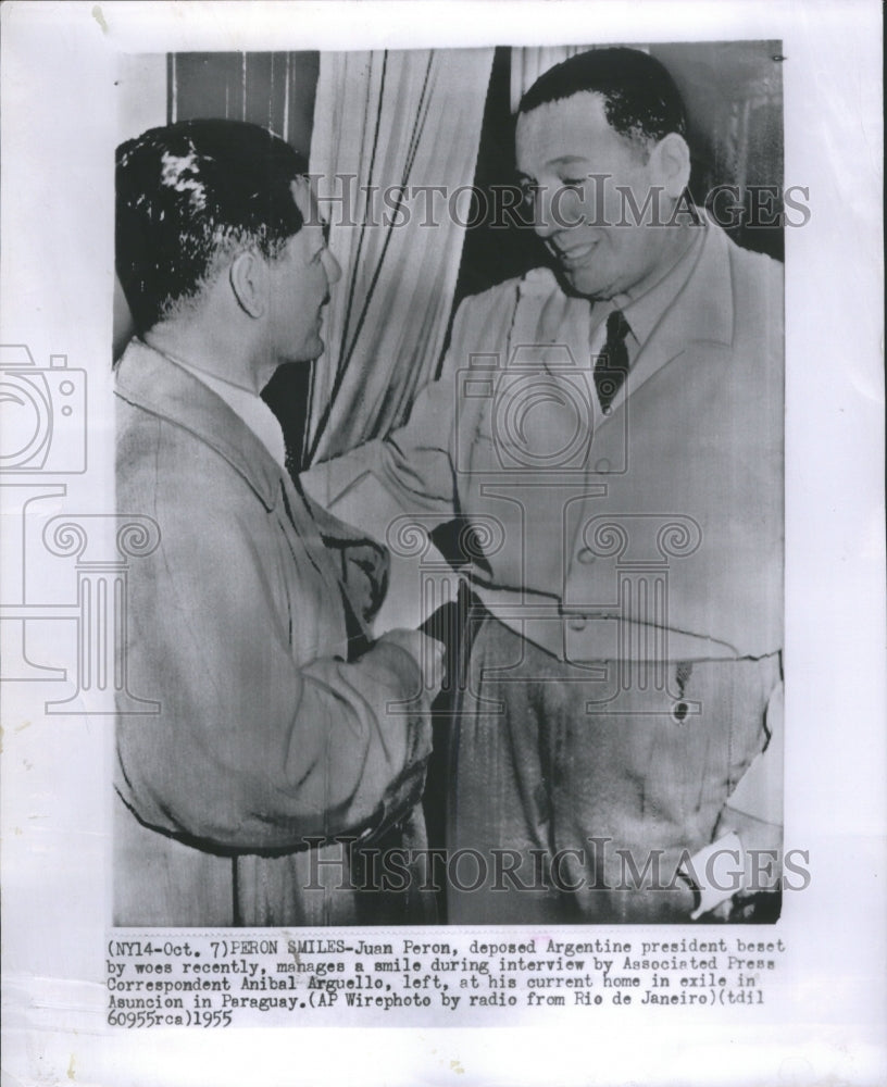 1955 Press Photo Juan Peron Interview Anibal Arguello