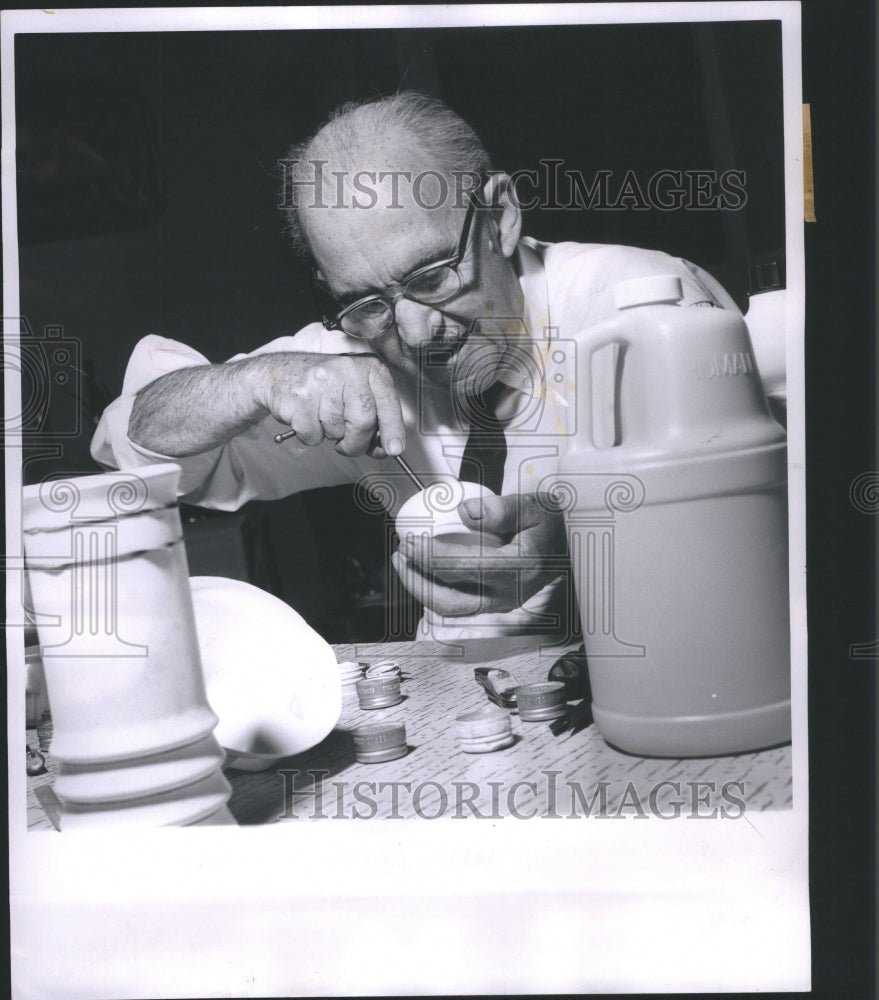 1964 Press Photo Cutting and Trimming Plastic