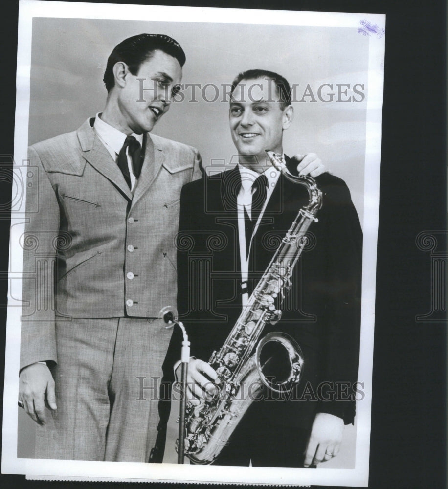 1965 Press Photo Jimmy Dean with Saxophone player pal